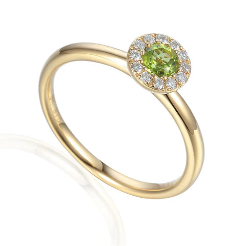 August Birthstone PERIDOT and Diamond Ring