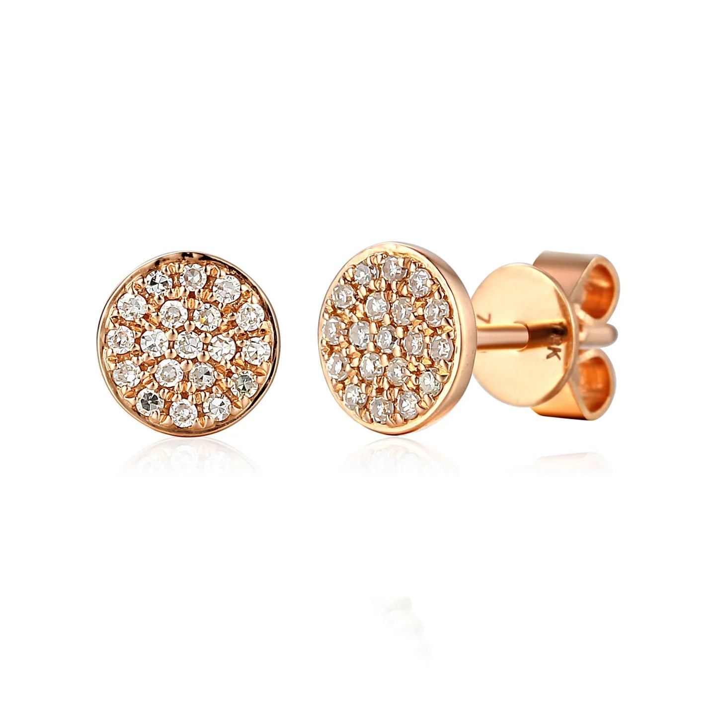 Pave Circle Geometric Diamond Stud Earrings