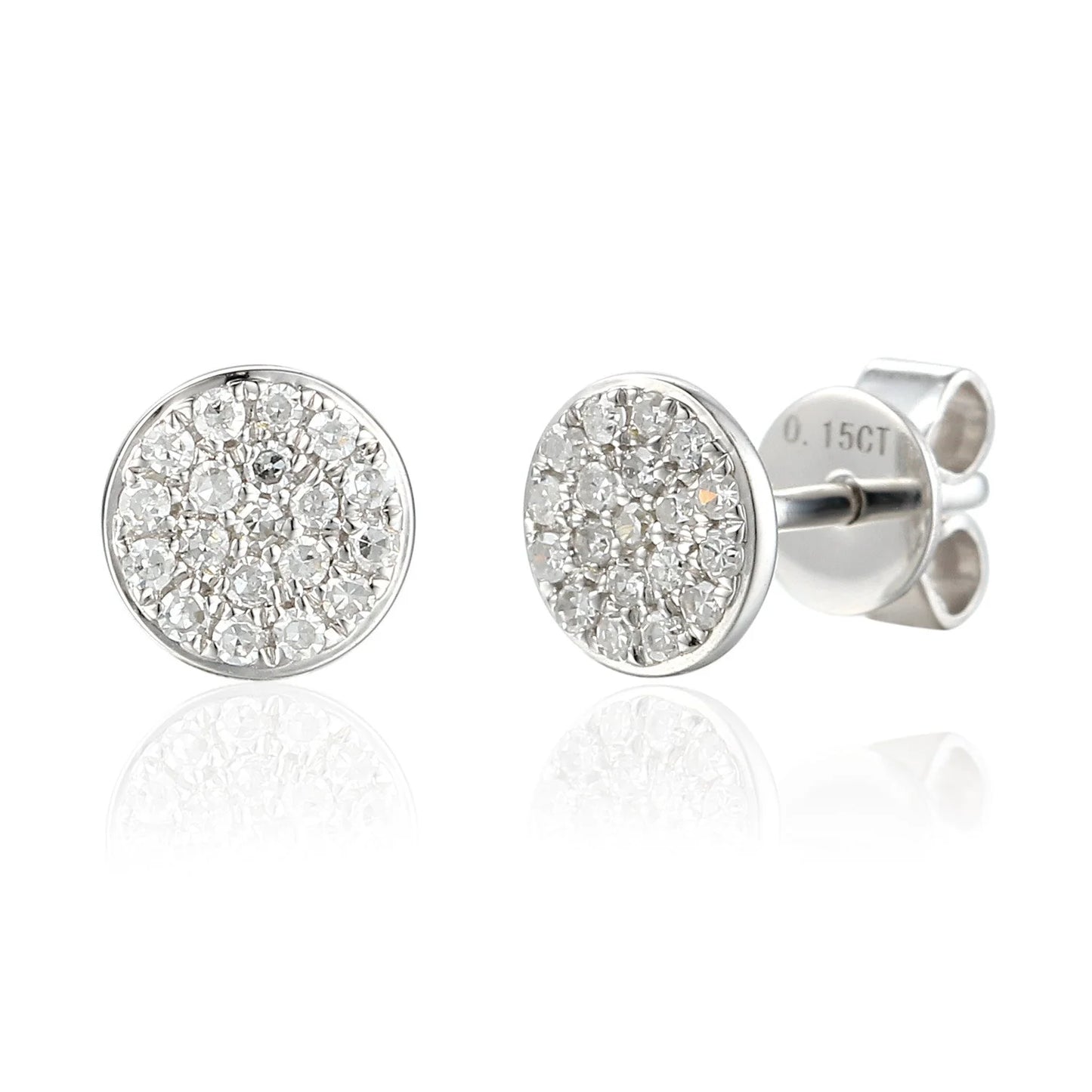 Pave Circle Geometric Diamond Stud Earrings