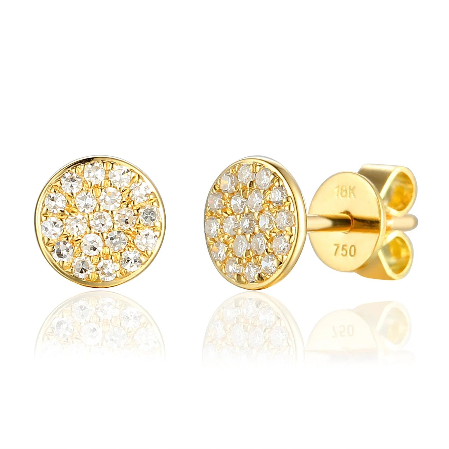 Pave Circle Geometric Diamond Stud Earrings