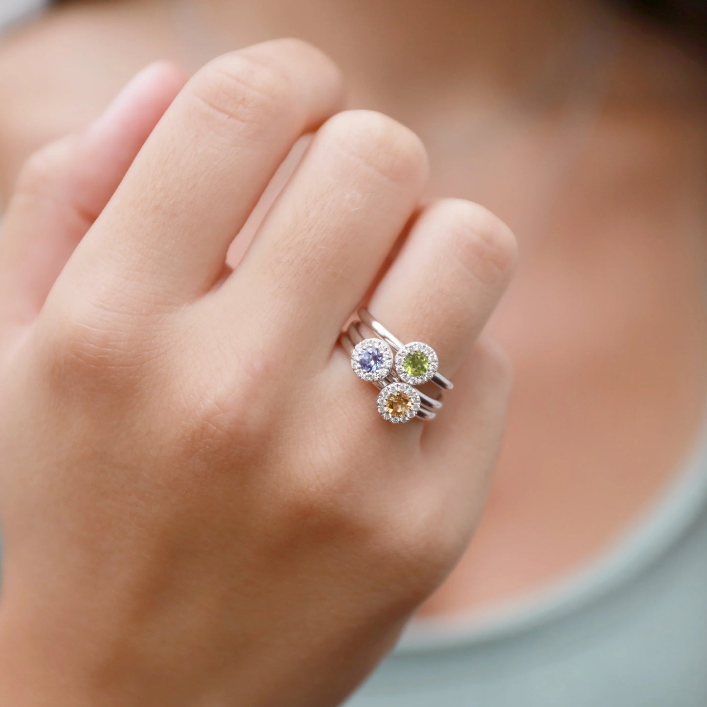 August Birthstone PERIDOT and Diamond Ring