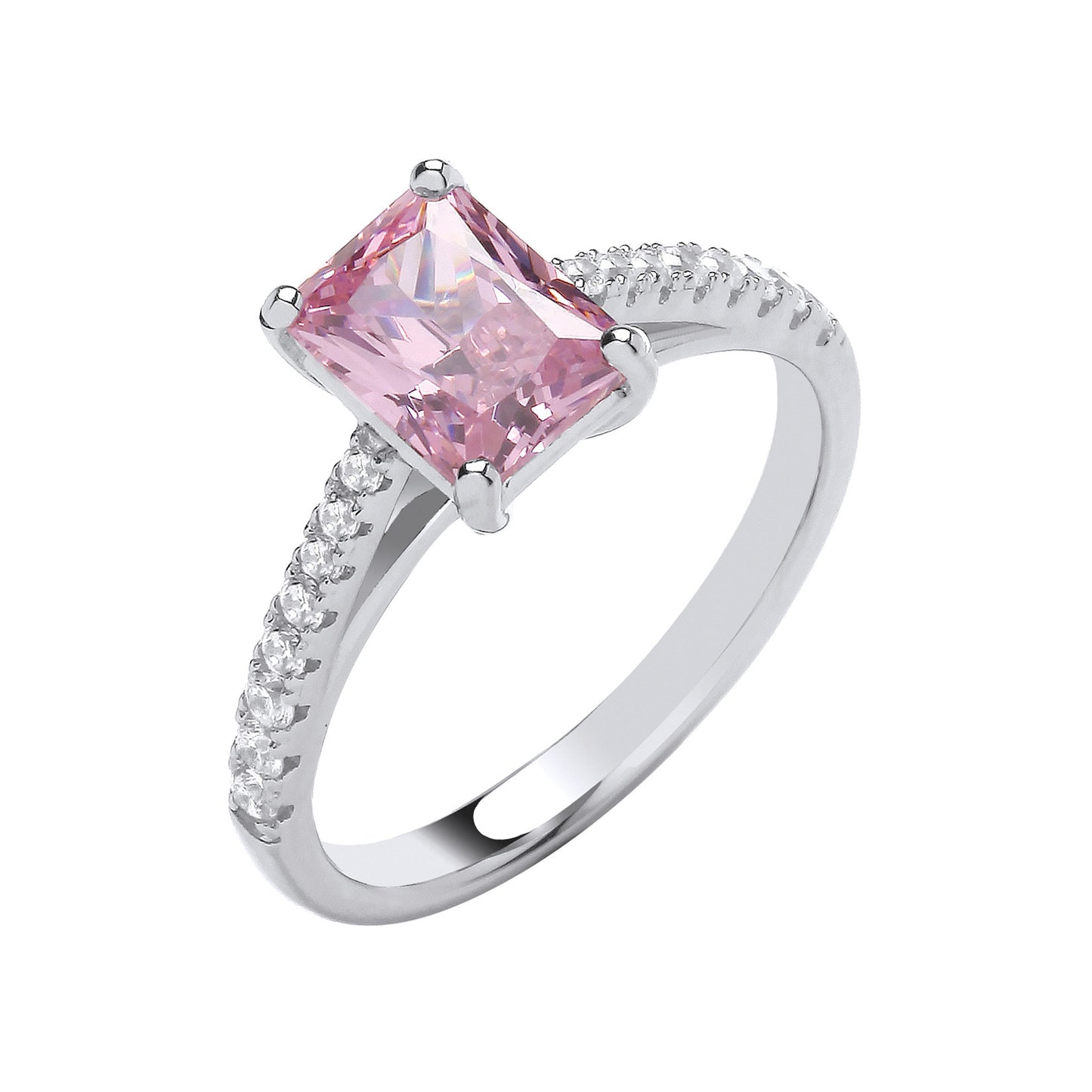 Sterling Silver with Bright White AAA CZ's and Glorious Pink