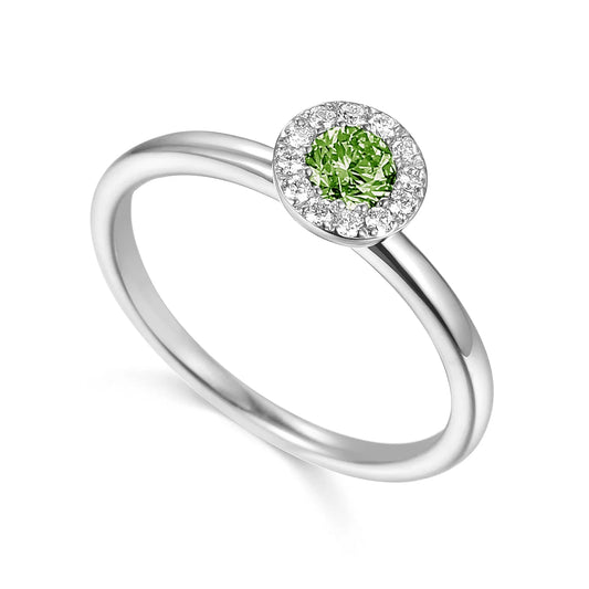 August Birthstone PERIDOT and Diamond Ring