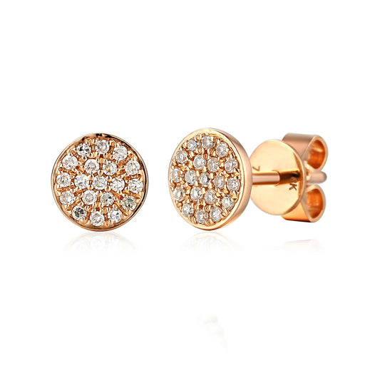 Pave Circle Geometric Diamond Stud Earrings